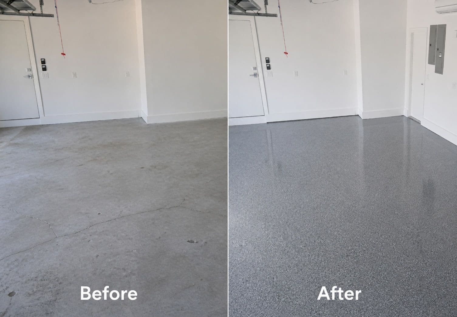 A durable and visually stunning polyaspartic floortex garage floor coating installed by Floortek Coatings in a Birmingham, Alabama property.