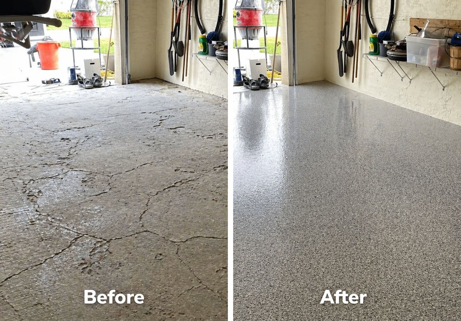 Florida garage featuring a UV-stable polyaspartic coating from the top choice for garage floor painting near me.